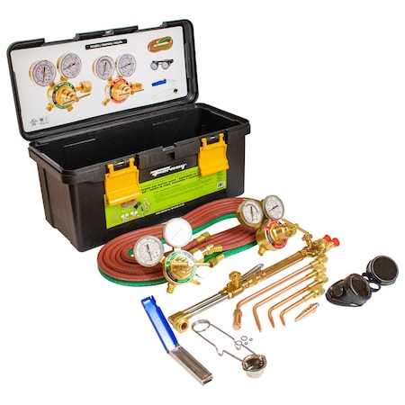 Forney Oxygen-Acetylene Deluxe Kit With Victor style Cutting, Brazing and Welding Tips 1707